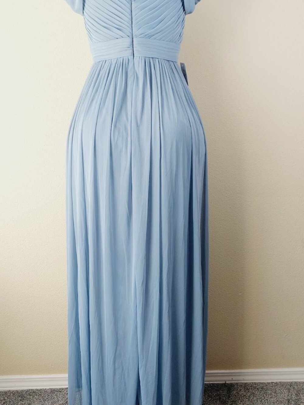 Azazie Women's Dusty Blue Calla Stretch-Mesh Long Maxi Bridesmaid Dress Size 10 - Picture 10 of 16